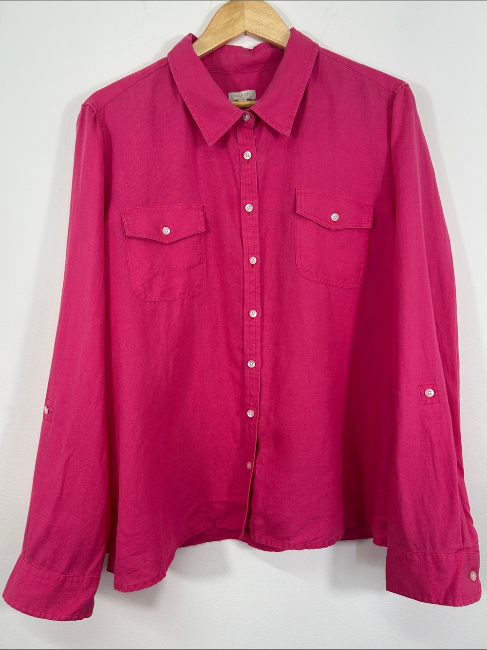 Talbots Linen Classic Button-Down Vacation Cruise Tropical Travel Golf Summer
